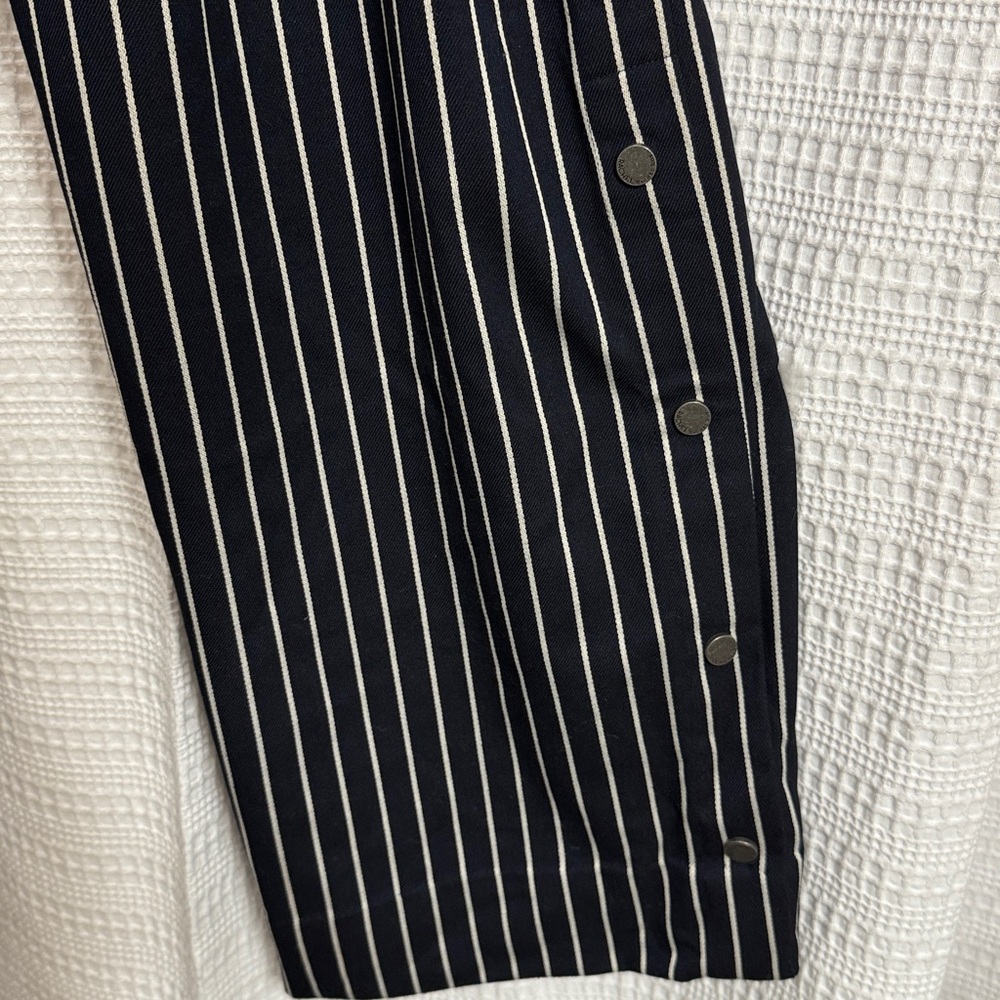RACHEL Rachel Roy Striped Navy/white Pants SZ 8 high waist wide leg button side - Picture 3 of 10